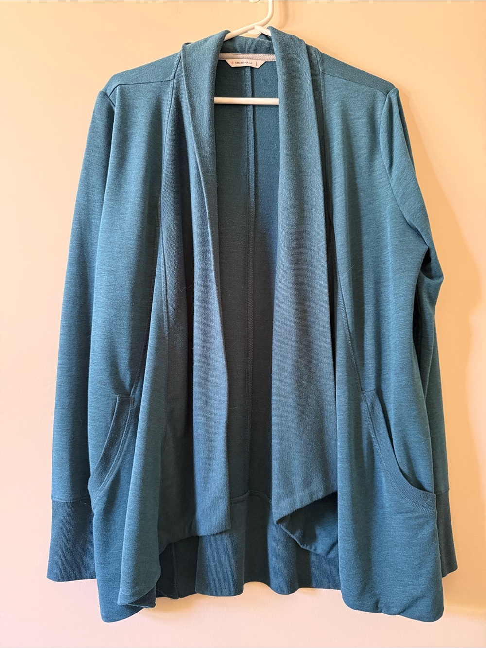 Open-Front Teal Draped Women's Cardigan
